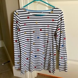 Boden glitter stars long sleeve shirt